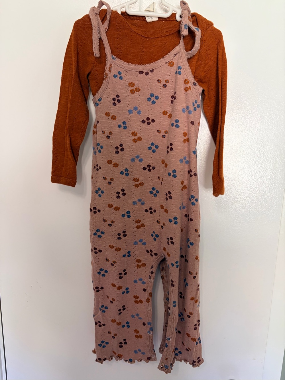 kate quinn Dusty Pink Floral Knit One-Piece with Rust Layering Top